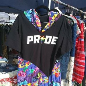 Large xl gay pride parade upcycled dress hoodie
